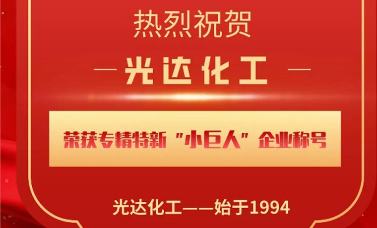 喜報！光達化工榮獲專精特新“小巨人”企業(yè)稱號！